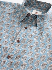 Blue Floral Print Short Sleeve Shirt - Image 6 of 7