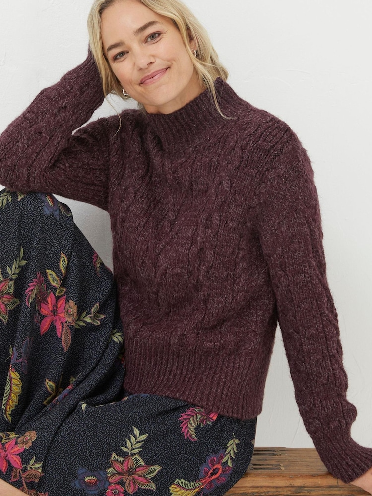 FatFace Purple Cali Cable Jumper - Image 1 of 1 FatFace Purple Cali Cable Jumper - Image 1 of 1
