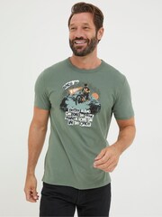 FatFace Green A Bad Day Trail T-Shirt - Image 1 of 5