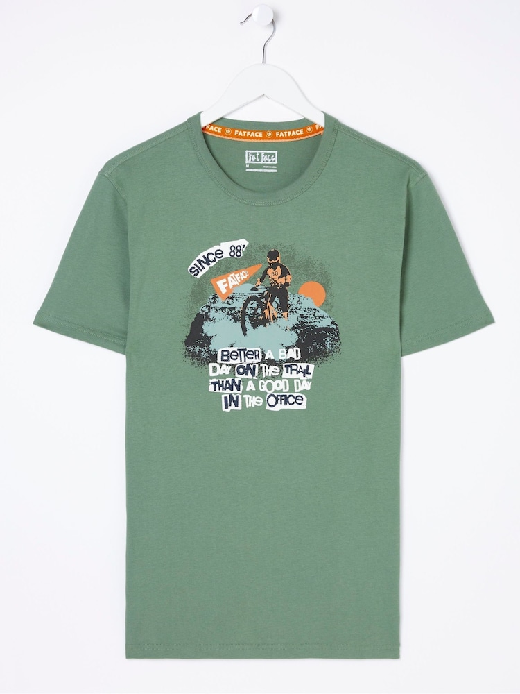 FatFace Green A Bad Day Trail T-Shirt - Image 5 of 5