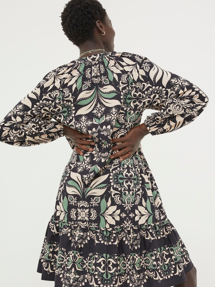 FatFace Black Amy Mosaic Leaf Tunic Dress - Image 2 of 6