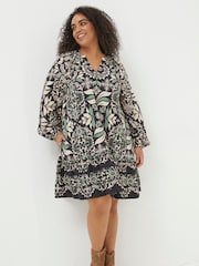 FatFace Black Amy Mosaic Leaf Tunic Dress - Image 3 of 6