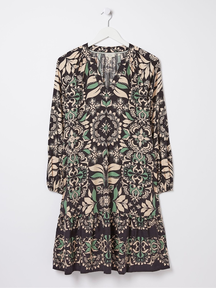 FatFace Black Amy Mosaic Leaf Tunic Dress - Image 6 of 6