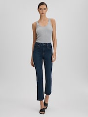 Good American Blue Good American Slim Fit Cropped Jeans - Image 6 of 7
