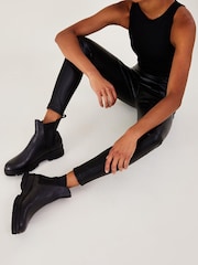 Monsoon Black Short Leather Ankle Stomper Boots - Image 1 of 1