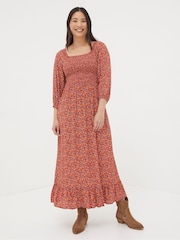 FatFace Red/Orange Midi Dress - Image 1 of 6