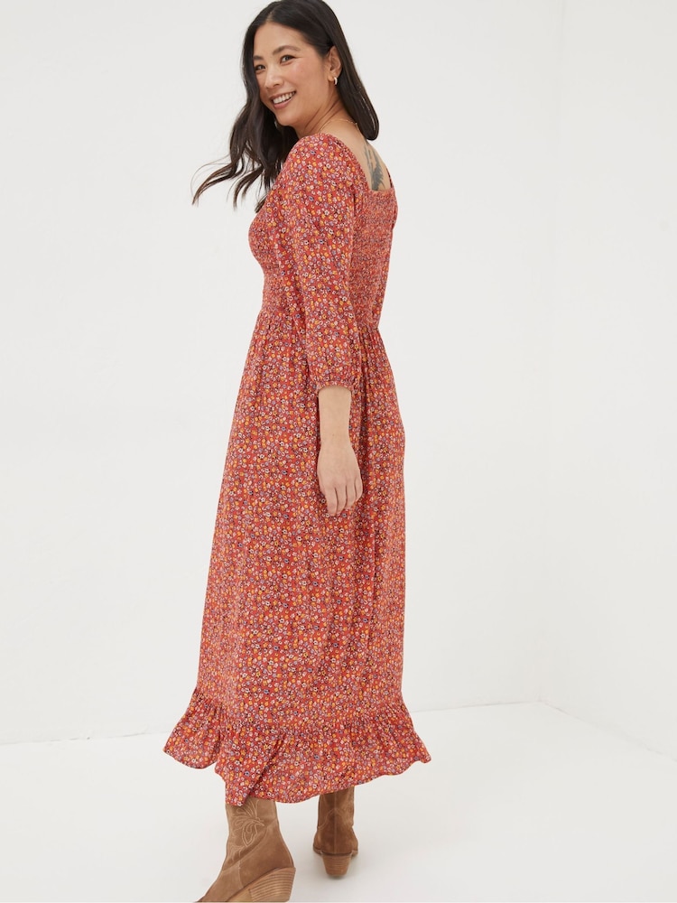 FatFace Red/Orange Midi Dress - Image 2 of 6