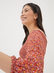 FatFace Red/Orange Midi Dress - Image 4 of 6