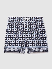Reiss Lapis Blue Fitzroy Printed Drawstring Swim Shorts - Image 2 of 6