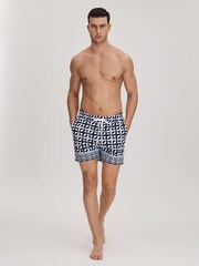 Reiss Lapis Blue Fitzroy Printed Drawstring Swim Shorts - Image 3 of 6
