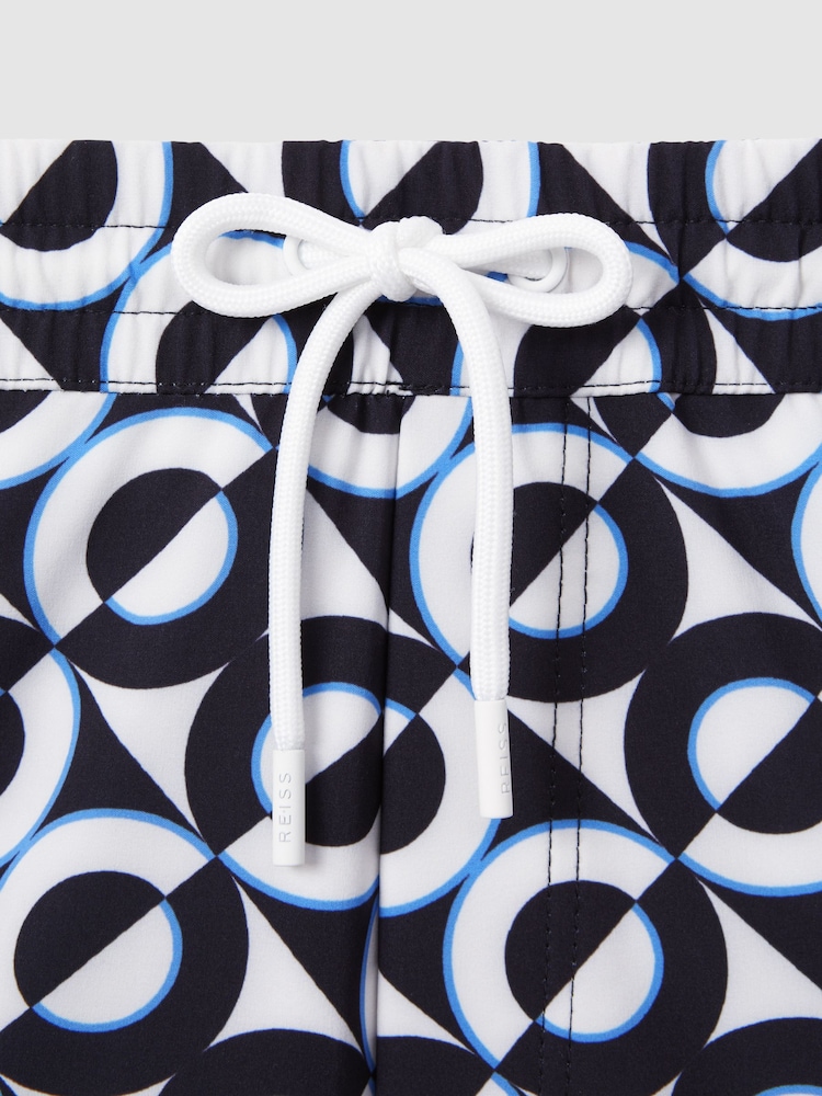 Reiss Lapis Blue Fitzroy Printed Drawstring Swim Shorts - Image 6 of 6