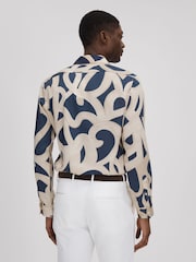 Reiss Navy/Ecru Jude Painted Button-Through Shirt - Image 5 of 6