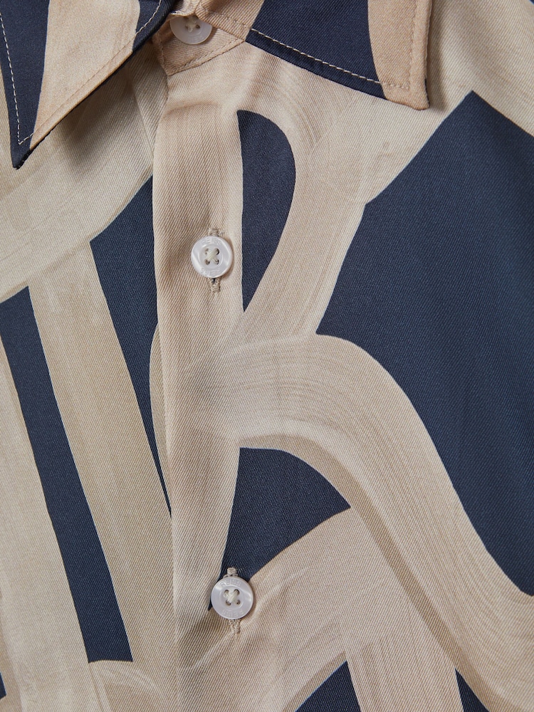 Reiss Navy/Ecru Jude Painted Button-Through Shirt - Image 6 of 6