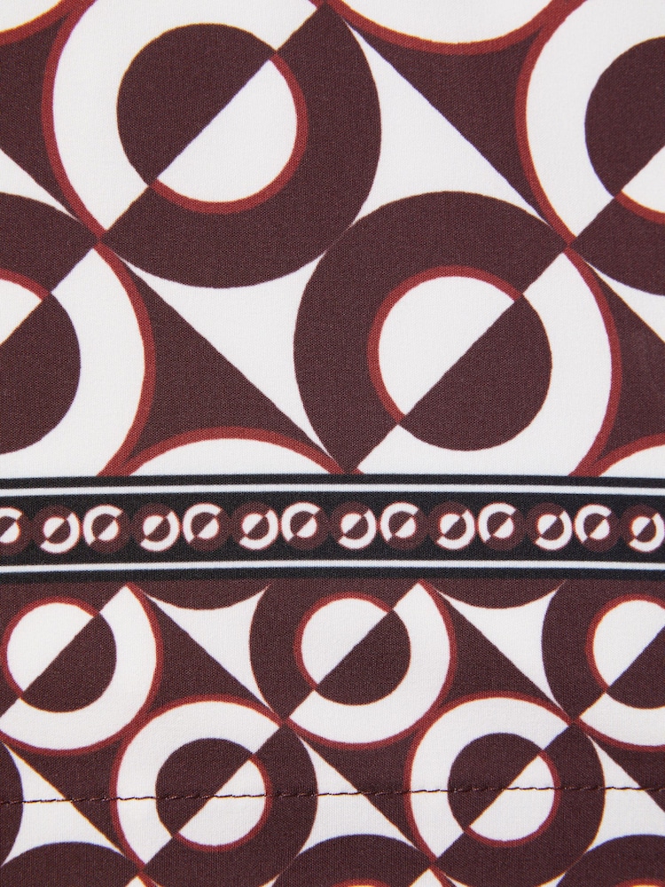 Reiss Tobacco/Ecru Fitzroy Printed Drawstring Swim Shorts - Image 6 of 6