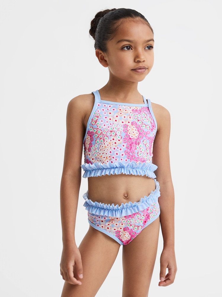 Reiss Pink Lyla 9-13 yrs Floral Print Ruffle Bikini - Image 1 of 6