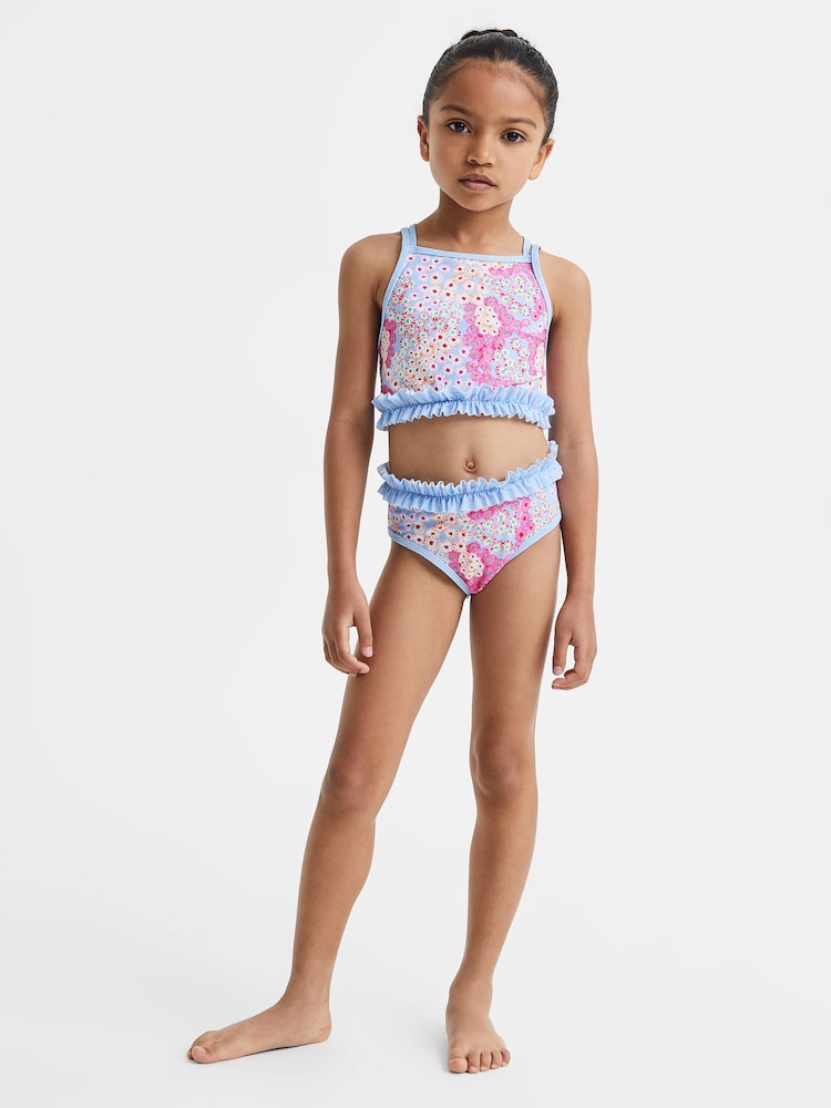 Reiss Pink Lyla 4-9 yrs Floral Print Ruffle Bikini - Image 1 of 6