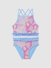 Reiss Pink Lyla 4-9 yrs Floral Print Ruffle Bikini - Image 2 of 6