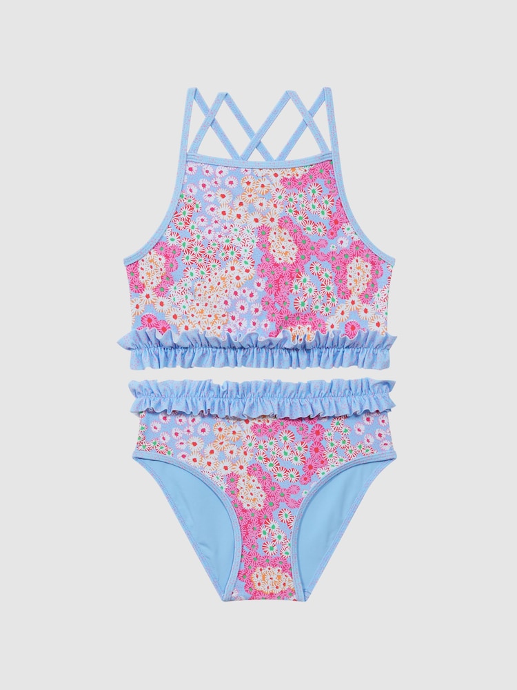 Reiss Pink Lyla 4-9 yrs Floral Print Ruffle Bikini - Image 2 of 6