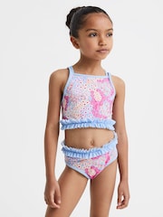 Reiss Pink Lyla 4-9 yrs Floral Print Ruffle Bikini - Image 3 of 6