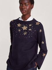 Monsoon Blue Serenity Star Jumper - Image 1 of 5