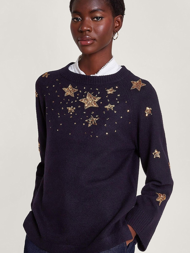 Monsoon Blue Serenity Star Jumper - Image 1 of 5