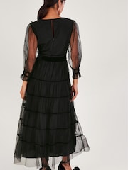 Monsoon Black Shayla Spot Tiered Dress - Image 2 of 4