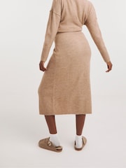 Simply Be Mink Cream Sponge Midi Skirt - Image 2 of 4