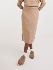 Simply Be Mink Cream Sponge Midi Skirt - Image 3 of 4