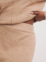 Simply Be Mink Cream Sponge Midi Skirt - Image 4 of 4