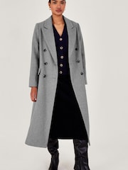 Monsoon Grey Fay Double Breasted Coat - Image 1 of 5