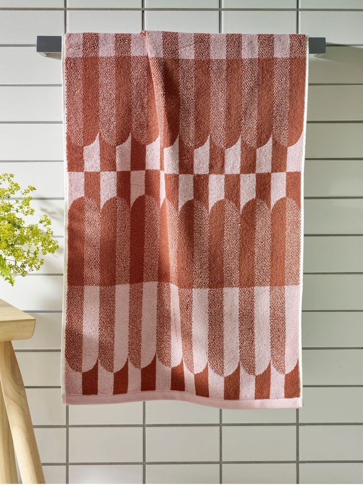 Pink Circle Pill Geo 100% Cotton Towel - Image 2 of 3