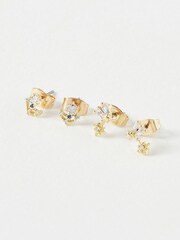 Oliver Bonas Gold Tone Jonah Celestial Stud Earrings 4 Pack - Image 2 of 8