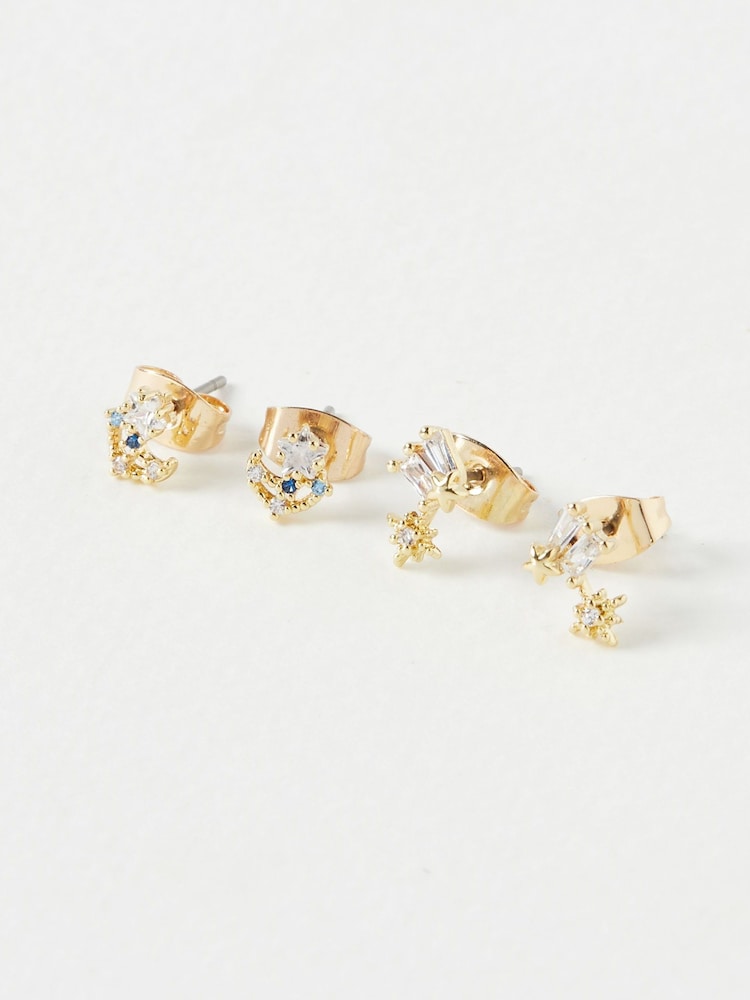 Oliver Bonas Gold Tone Jonah Celestial Stud Earrings 4 Pack - Image 2 of 8 Oliver Bonas Gold Tone Jonah Celestial Stud Earrings 4 Pack - Image 2 of 8