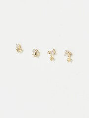 Oliver Bonas Gold Tone Jonah Celestial Stud Earrings 4 Pack - Image 3 of 8
