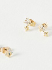 Oliver Bonas Gold Tone Jonah Celestial Stud Earrings 4 Pack - Image 5 of 8