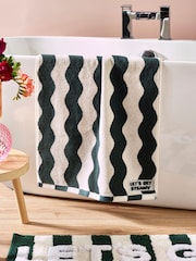 Green Lets Get Steamy 100% Cotton Wave Stripe Towel - Image 1 of 3