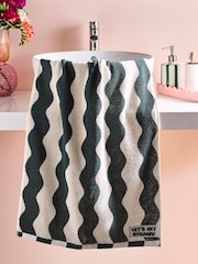 Green Lets Get Steamy 100% Cotton Wave Stripe Towel - Image 2 of 3