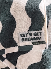 Green Lets Get Steamy 100% Cotton Wave Stripe Towel - Image 3 of 3