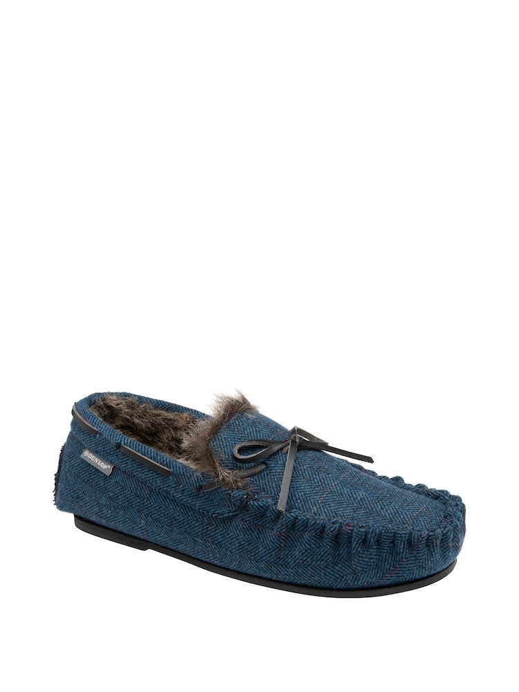 Dunlop Blue Mens Full Shoes Faux Fur Lined Slippers - Image 1 of 4