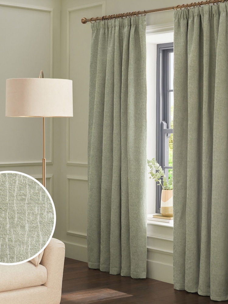 Cortinas pesadas com pregas a lápis de chenille - Imagem 1 de 9