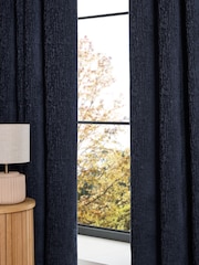 Blue Dark Navy Heavyweight Chenille Eyelet Blackout/Thermal Curtains - Image 7 of 8
