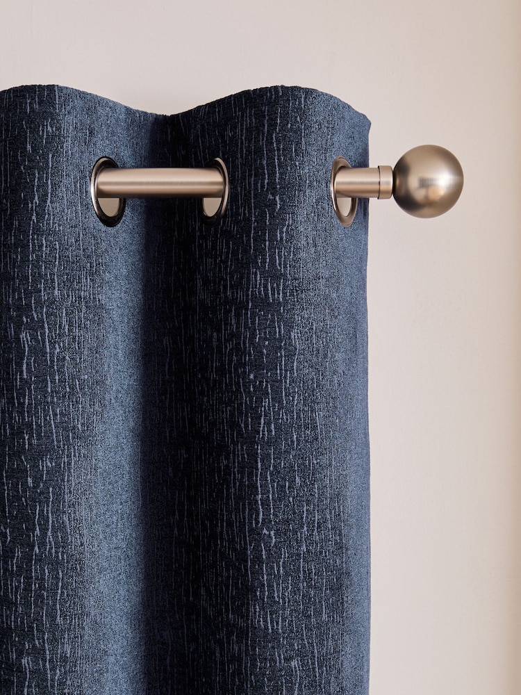Blue Dark Navy Heavyweight Chenille Eyelet Blackout/Thermal Curtains - Image 8 of 8