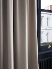 Natural Mink Matte Velvet Pencil Pleat Lined Curtains - Image 5 of 7