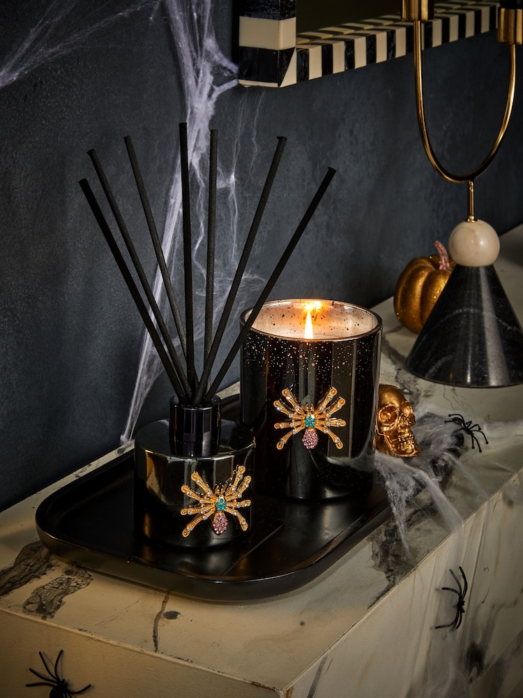 Dark Orchid and Patchouli Fragranced Spider Emblem 100ml Reed Diffuser - Image 1 of 4