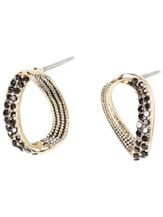Oliver Bonas Black/Gold Tone Jovie Twisted Stud Earrings - Image 1 of 7