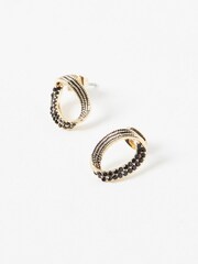 Oliver Bonas Black/Gold Tone Jovie Twisted Stud Earrings - Image 2 of 7