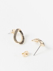 Oliver Bonas Black/Gold Tone Jovie Twisted Stud Earrings - Image 4 of 7