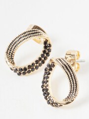 Oliver Bonas Black/Gold Tone Jovie Twisted Stud Earrings - Image 5 of 7