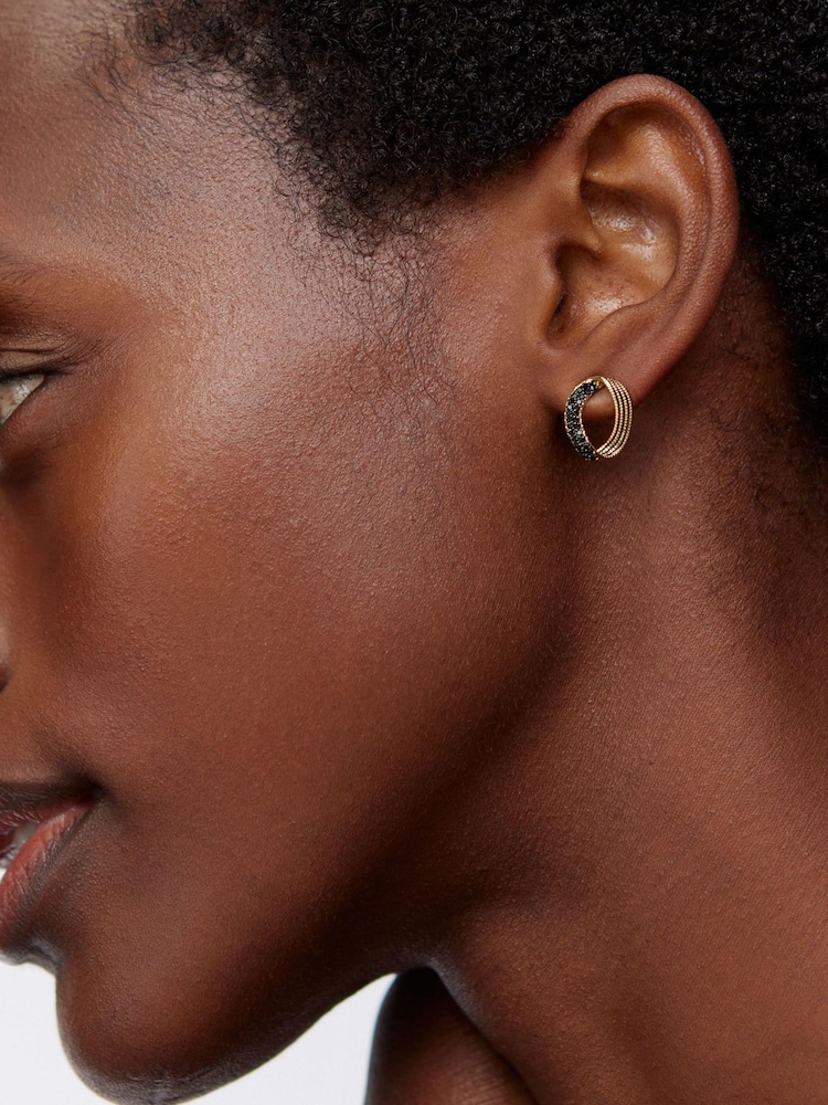 Oliver Bonas Black/Gold Tone Jovie Twisted Stud Earrings - Image 7 of 7