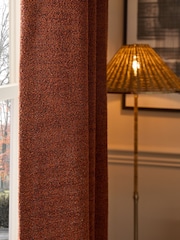 Rust Orange Bouclé Textured Eyelet Lined Curtains - Image 3 of 5